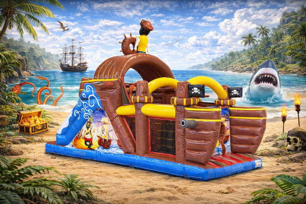 Location parcours gonflable bateau pirate