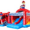 location château gonflable pompiers, Multiplay Pompiers double toboggan, jeux gonflables enfants, château gonflable avec toboggan, location château gonflable événement