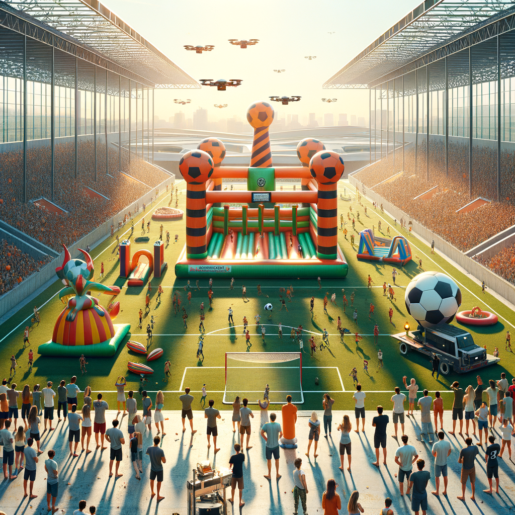 illustration de Jeux gonflables et défis sportifs : animer un tournoi de football autrement