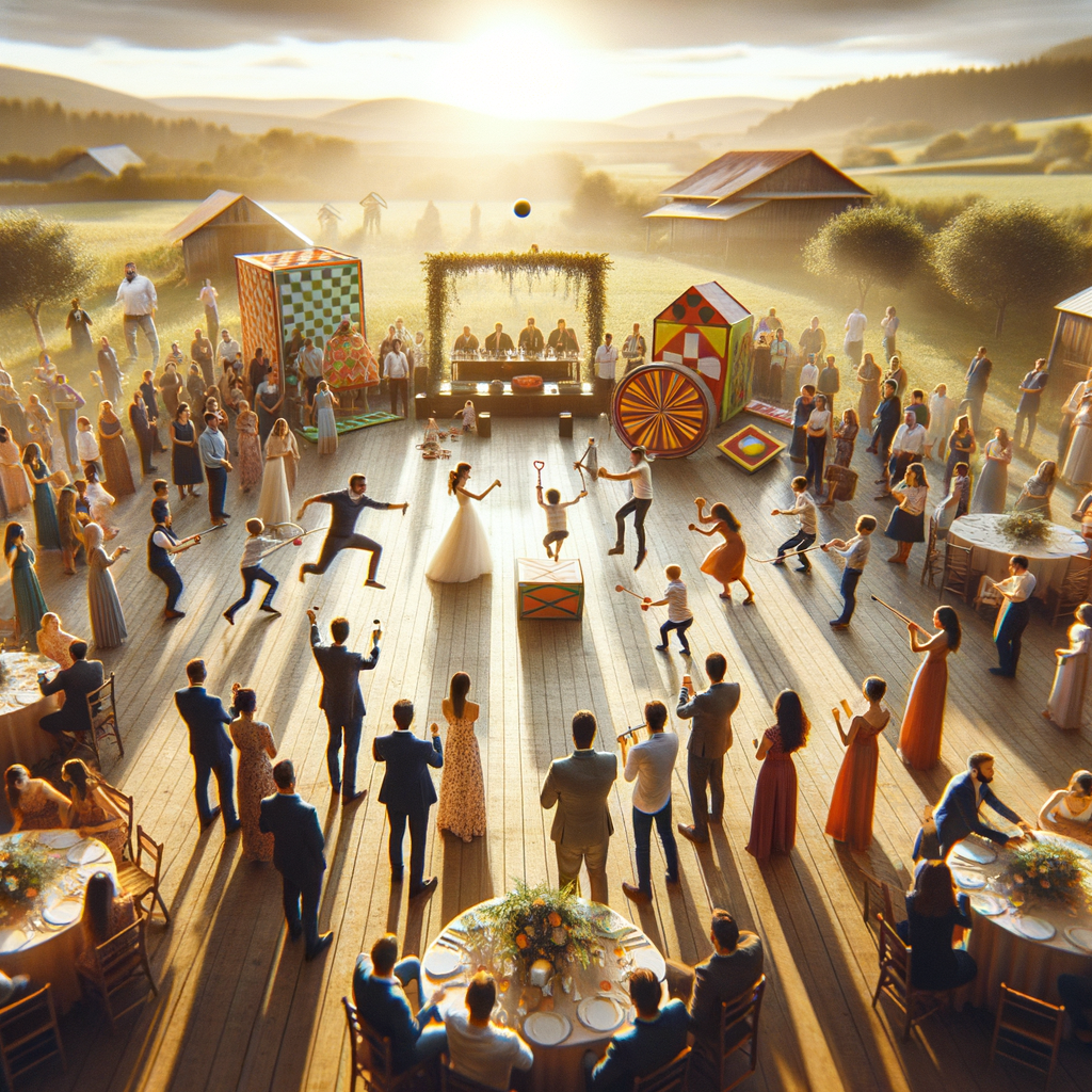 illustration de 10 idées d'animations originales avec des jeux géants pour un mariage inoubliable