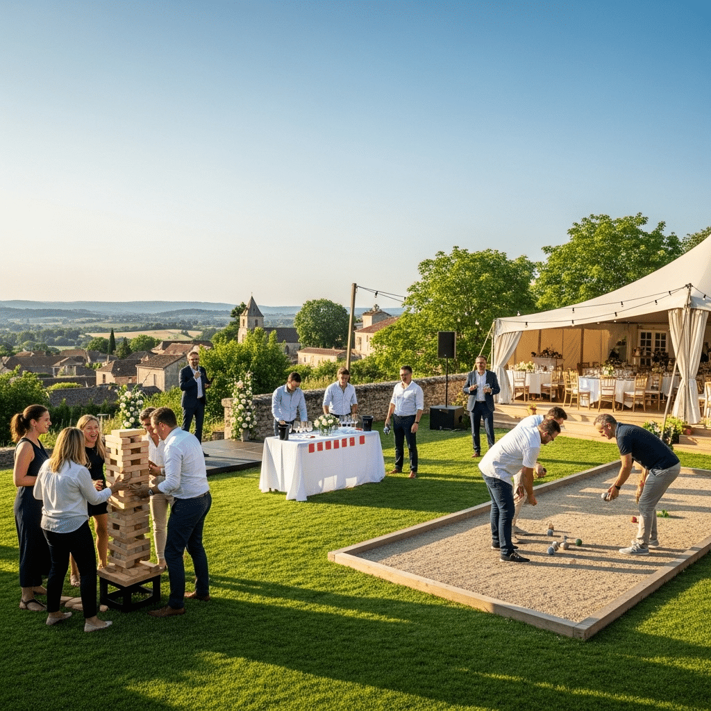 illustration de Organiser une fête d’entreprise réussie à Brain-sur-Allonnes : jeux, animations et logistique pour un événement mémorable