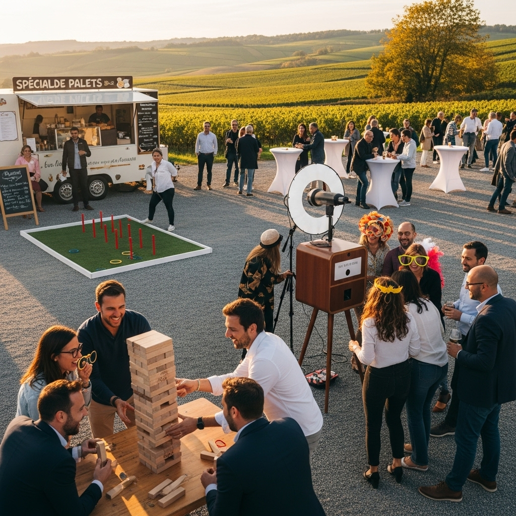 illustration de Organiser une fête d’entreprise conviviale à Bellevigne-en-Layon : guide complet d’animations et de location de jeux