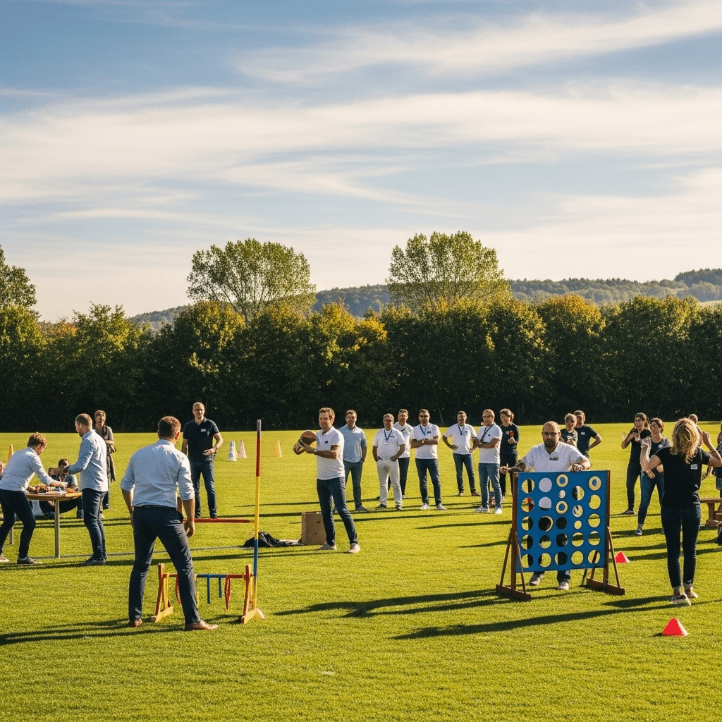 illustration de Organiser une fête d'entreprise réussie à PETIT-AUVERNÉ : jeux, animations et logistique pour un moment inoubliable