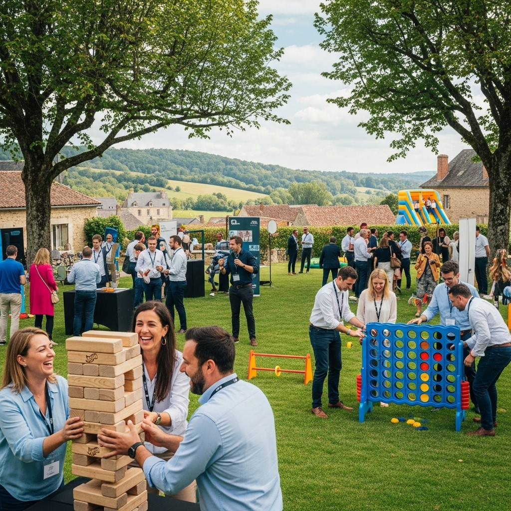 illustration de Organiser une fête d’entreprise réussie à Le Petit-Fougeray : idées d’animations et location de jeux