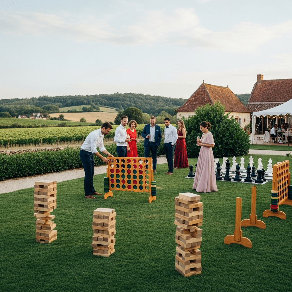 illustration de Prix location jeux géants pour mariage en Vendée (livraison & installation)
