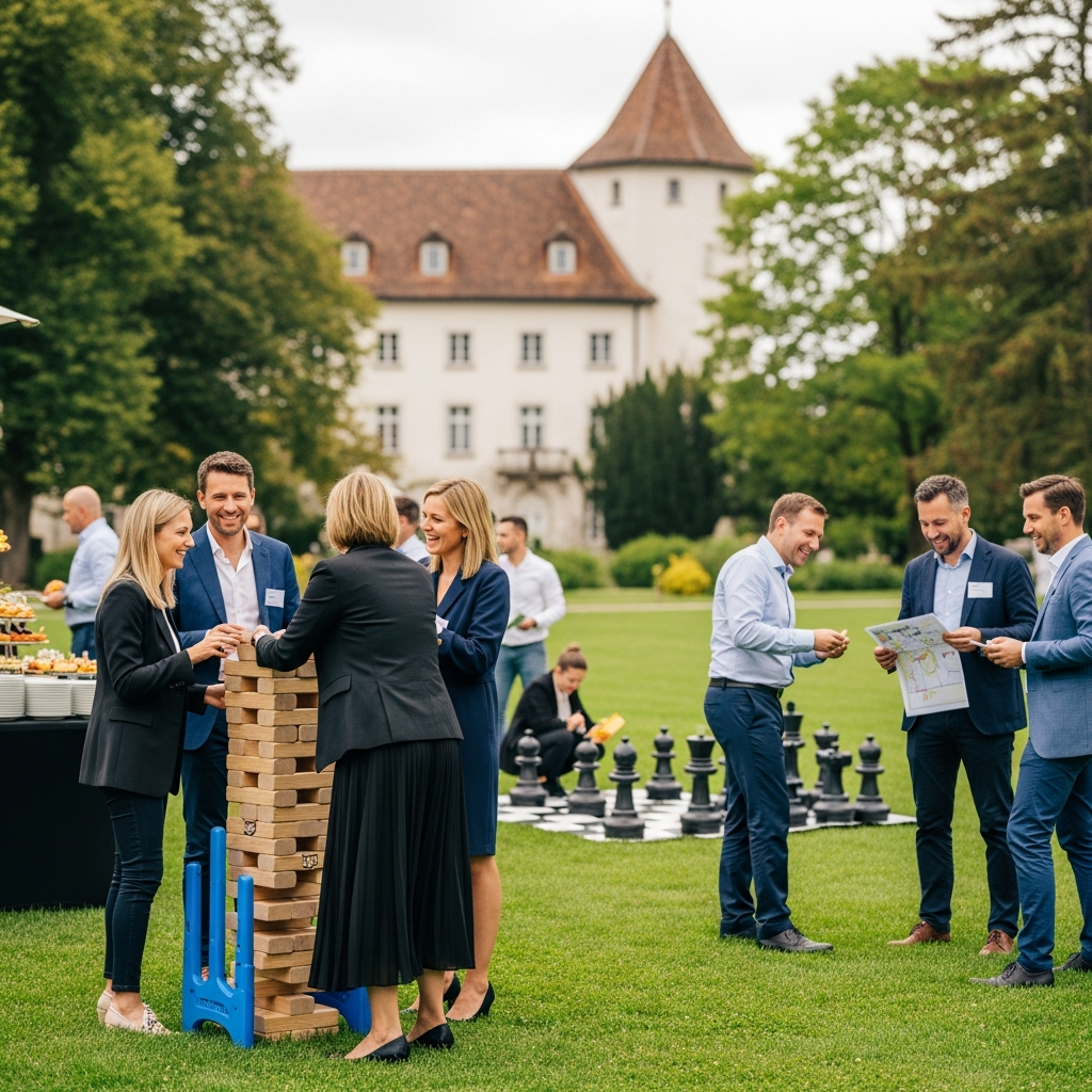 illustration de Organiser une fête d’entreprise réussie à Vezins : jeux et animations qui marquent les esprits