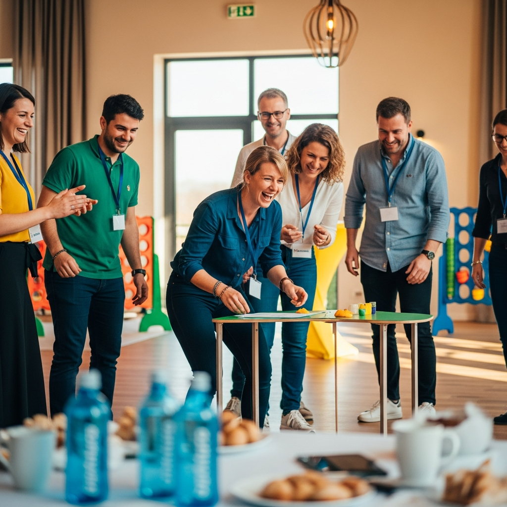 illustration de Fête d'entreprise réussie à COMBOURTILLÉ : guide complet pour animer votre événement avec des jeux