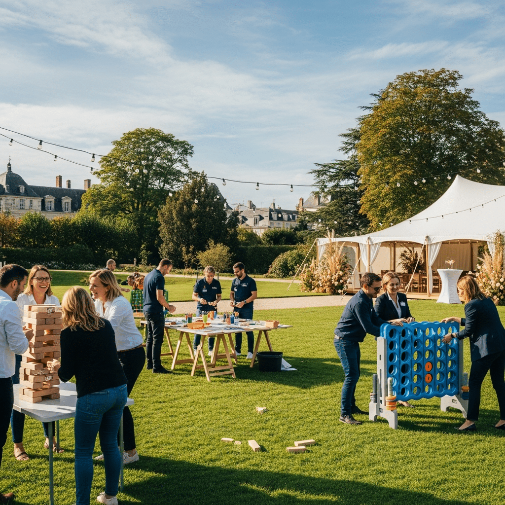 illustration de Organiser une fête d'entreprise réussie à SAINT-AIGNAN-GRANDLIEU : idées d'animations et location de jeux pour fédérer vos équipes