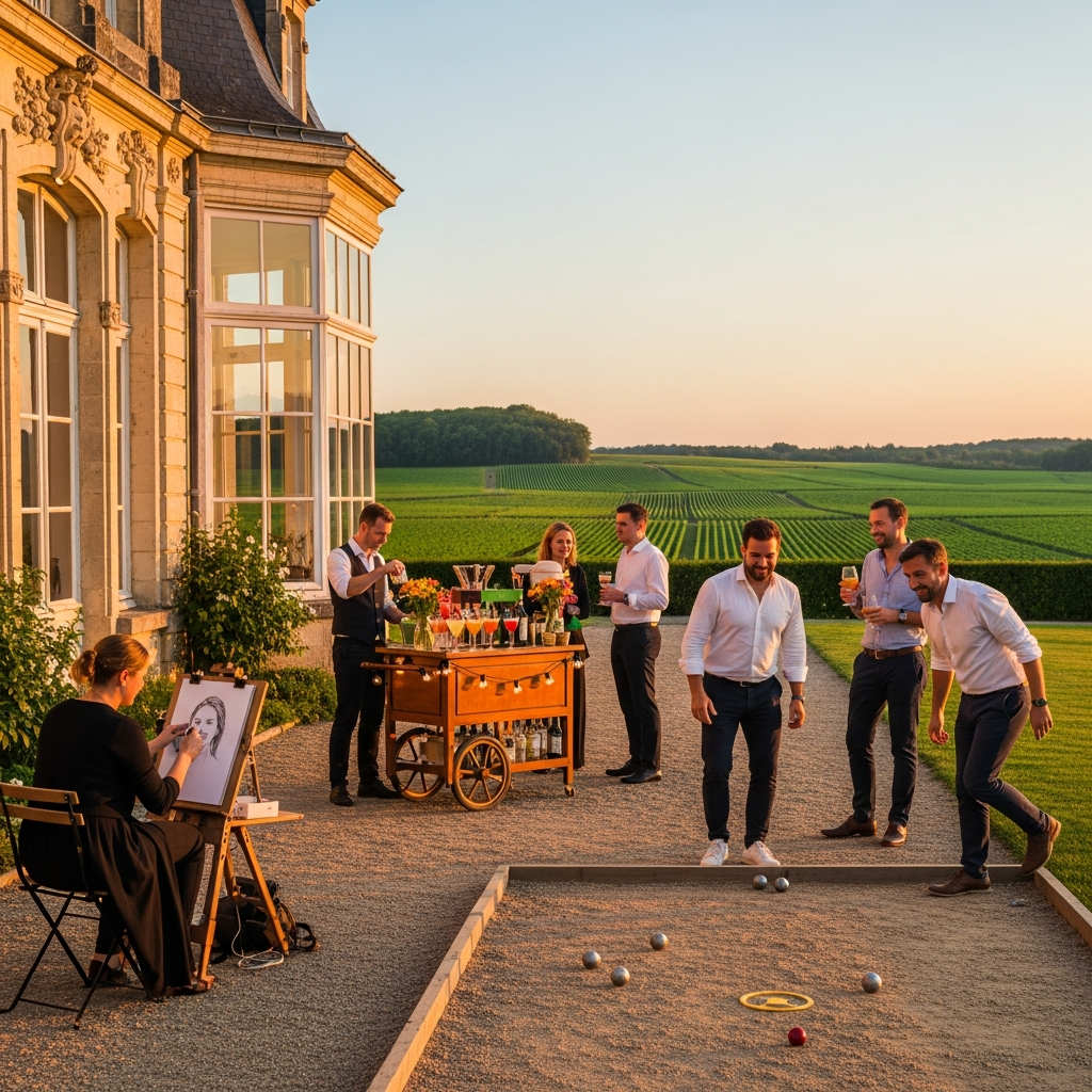 illustration de Gérer l'animation de vos invités pendant un cocktail : idées, packs et logistique (Ouest de la France)