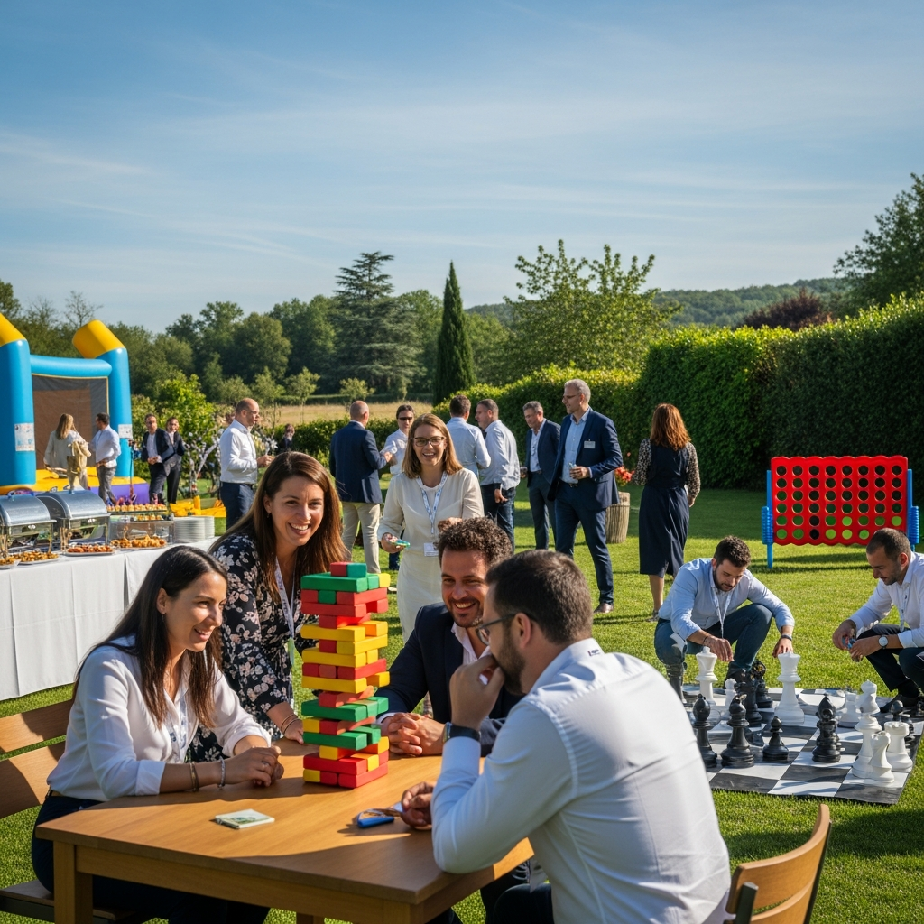 illustration de Organiser une fête d'entreprise réussie à Bouvron : idées d'animations et location de jeux