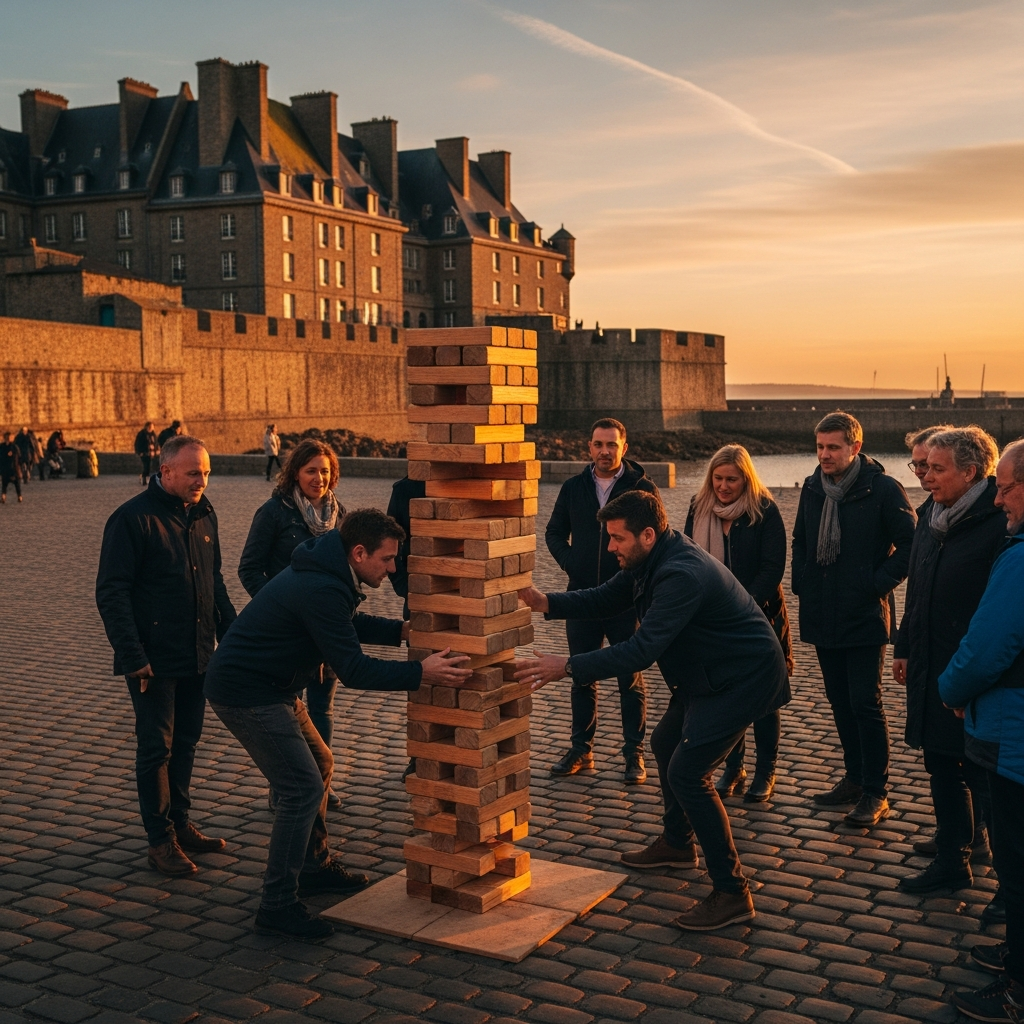 illustration de Le jeu de la tour infernale géante pour un événement à Saint‑Malo