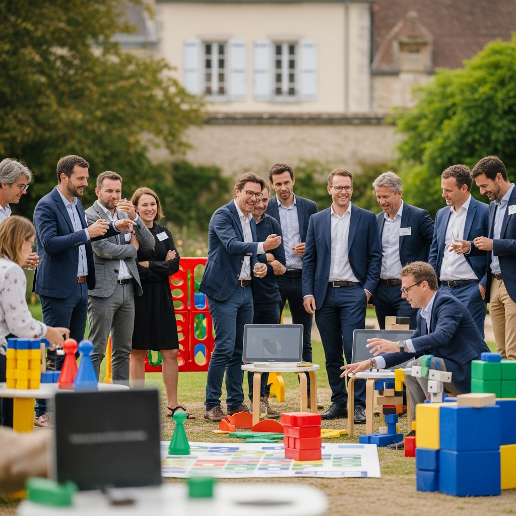 illustration de Organiser une fête d’entreprise réussie à SAINTE-COLOMBE : idées de jeux et animations qui fédèrent