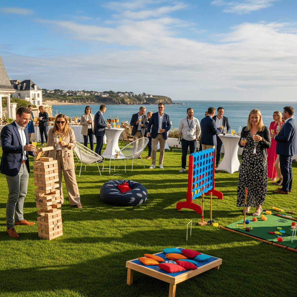 illustration de Organiser une fête d'entreprise réussie à Le Pouliguen : guide complet des animations et de la location de jeux