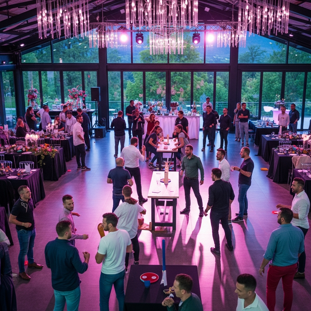 illustration de Organiser une fête d'entreprise réussie à Acigné : idées d'animations et location de jeux