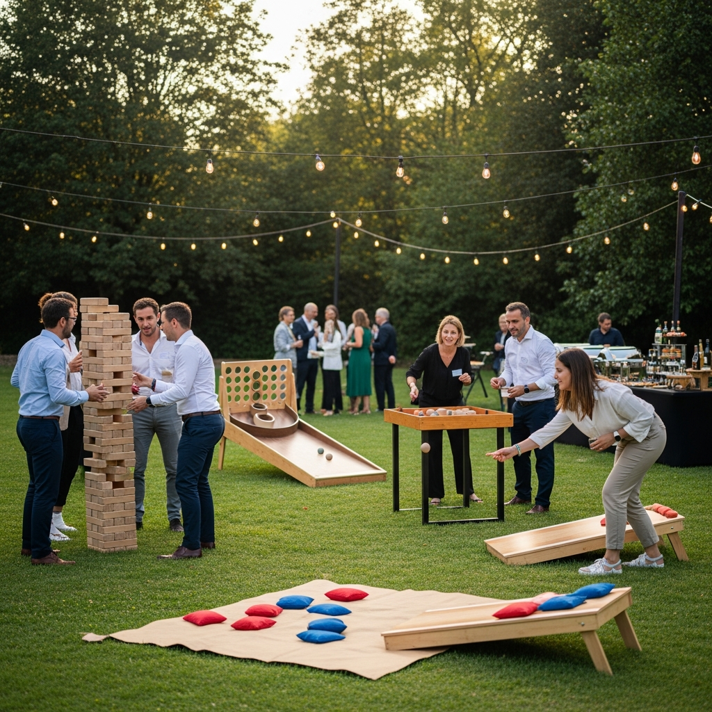 illustration de Organiser une fête d'entreprise réussie à Moutiers-sur-le-Lay : idées d'animations et location de jeux