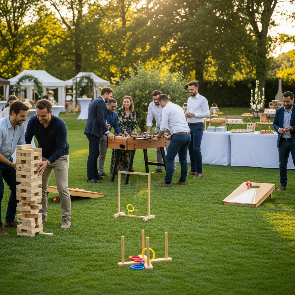 illustration de Organiser une fête d'entreprise réussie à LES BRULAIS : idées d'animations et location de jeux