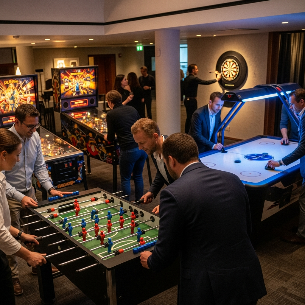 illustration de Jeux de café à louer : baby-foot, flipper, air hockey, fléchettes… pour animer vos événements d'entreprise